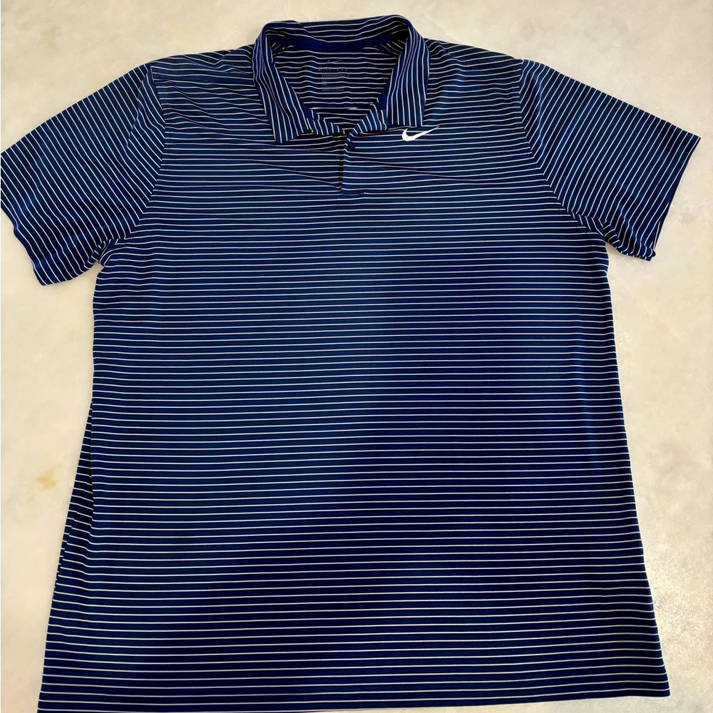 Nike Blue Striped Polo Shirt